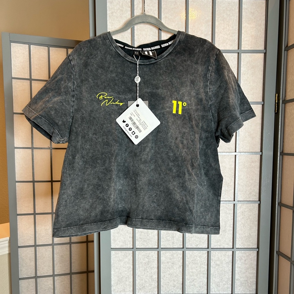 NWT 11 Degrees Women’s Acid Wash Black T-Shirt